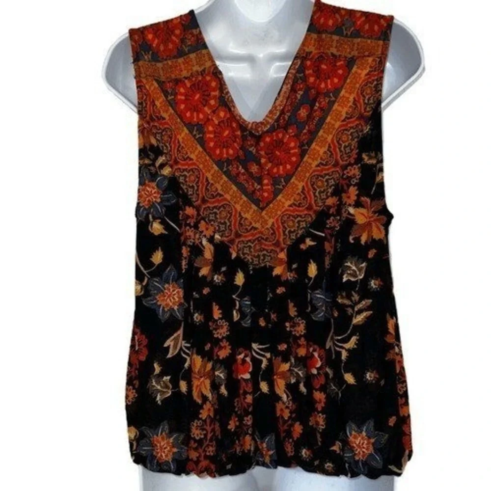 🆕 FREE PEOPLE Havana‎ Mixed Floral Print Mesh Surplice Wrap Top EUC Small